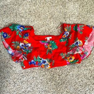 Francesca’s floral button up crop top